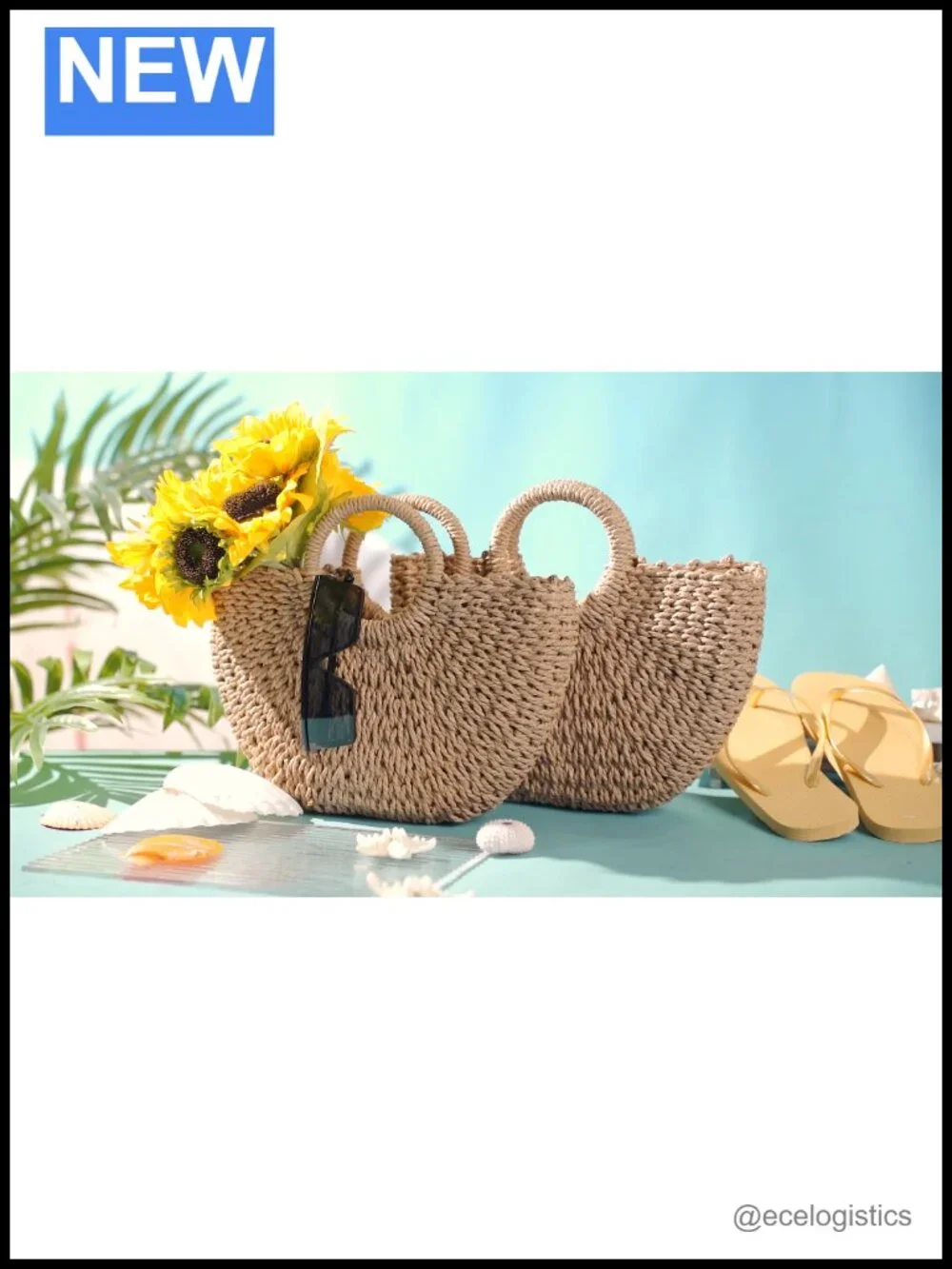 4 Pack Straw Woven Beach Tote Bags Women Top Handle Summer